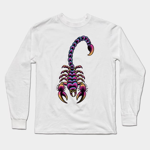 Neo Trad Scorion Tattoo Long Sleeve T-Shirt by HAPHEART.COM